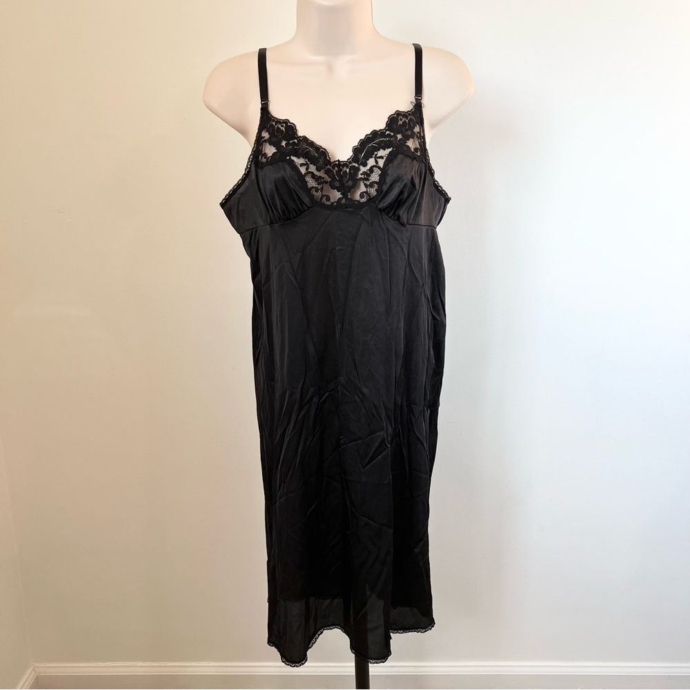 Vintage Satin Black Slip Vassarette Lace Lingerie Gem